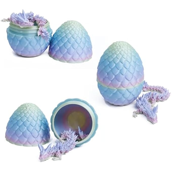 Bandai 3D PRINTED DRAGON IN EGG - DINO EGG WITH FLEXIBLE CRYSTAL DRAGON INSIDE, COLORFUL FIDGET TOY, BIRTHDAY GIFT, DESK PET FIGURE - 12 DRAGON (MINI RAINBOW) - Image 2